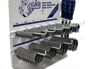 Hose Clip Dispenser with 100 Mild Steel Hose Clips 3/8"- 2.1/8'=9.5-55mm