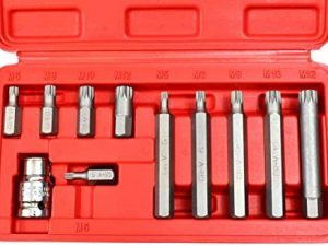 Set of Screwdriver Bits SPLINE 11 pcs, 5 long, 5 short M5,
M6, M8, M10, M12 with 1/2" Adapter
