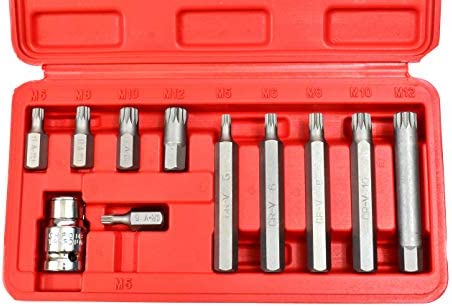 Set of Screwdriver Bits SPLINE 11 pcs, 5 long, 5 short M5,
M6, M8, M10, M12 with 1/2" Adapter